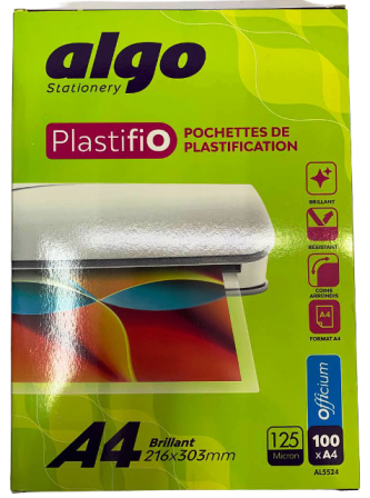 pochette plastification 125mic algo/vers