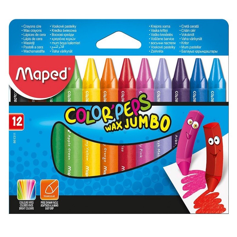 Librairie Bouarroudj - CRAYON CIRE 12 CLRS MAPED 861011