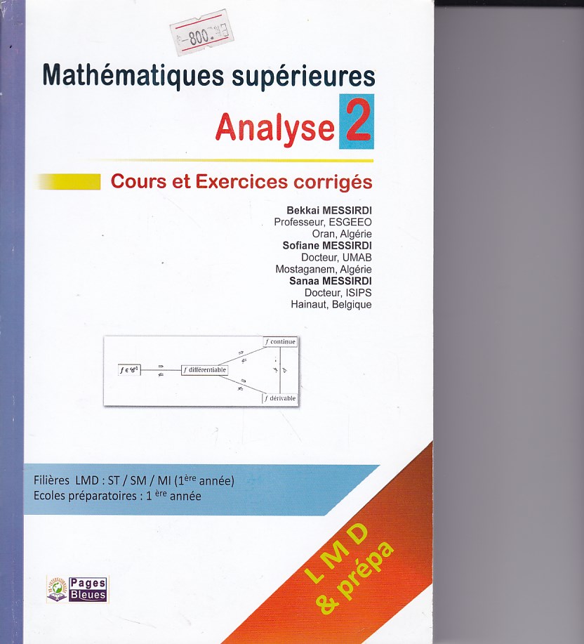 Librairie Bouarroudj - MATHEMATIQUES SUPERIEURES ANALYSE 2