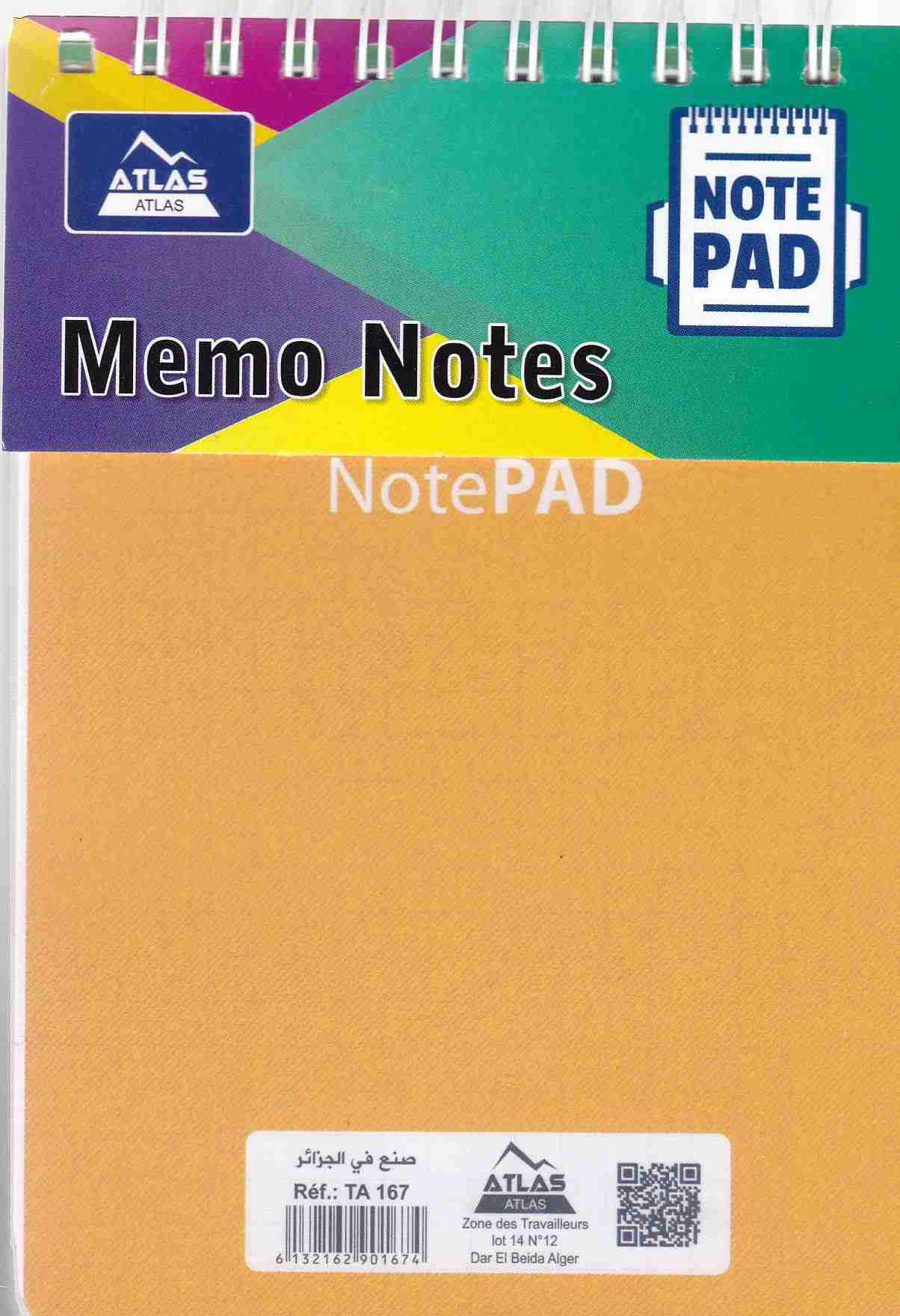 Librairie Bouarroudj - BLOC NOTE A6 PVC  ATL167